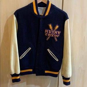 Husky Crew leather and wool jacket